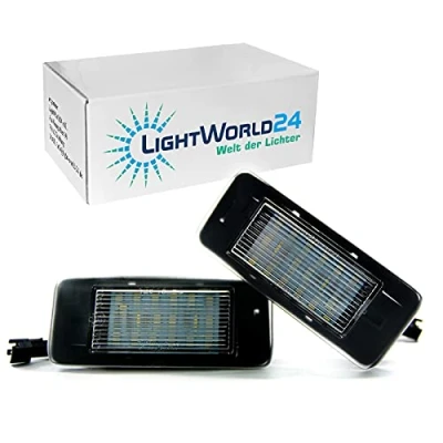 Abbildung von LIGHTWORLD24 LED Kennzeichenbeleuchtung E geprüft CAN Bus 18 LEDs je Modul 6000 Kelvin Kompatibel mit OPEL Zafira C ab 2012, Astra J Sportstourer/Kombi 2er SET
