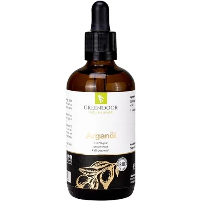 Abbildung von GREENDOOR reines Bio Arganöl 100ml Pipettenflasche, pur nativ kaltgepresst natürlich ungeröstet vegan, Haaröl ohne Silikon, Argan Öl für Haare Haut Nägel Gesicht Feuchtigkeit