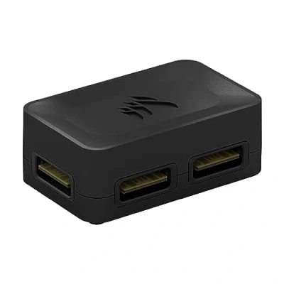 Abbildung von Corsair iCUE LINK 4 Wege Signalverteiler Für Benutzerdefinierte Kühlungs Setups Magnetische Befestigung Erfordert System Hub (Separat Erhältlich) Schwarz