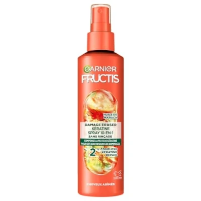 Abbildung von GARNIER Fructis Spray Stop Aggression Pflege, angereichert mit Amlaöl und pflanzlichem Keratin, geschädigtes Haar, ohne Ausspülen, 150 ml