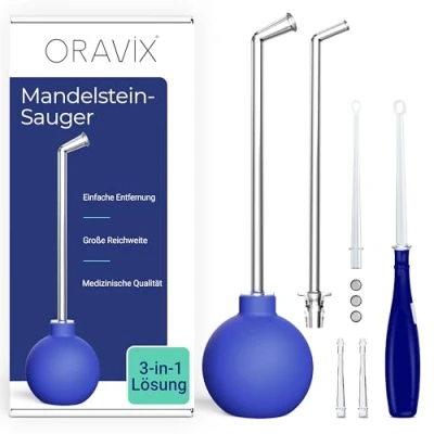 Abbildung von Oravix Mandelsteine Schröpfglas, Entfernen Sauger, Mundgeruch Bekämpfen, Mandelstein Entferner, Tonsillenstein Entferner Schröpfglas Gegen Mundgeruch, Mundhygiene