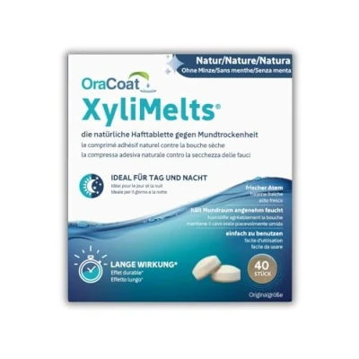 Abbildung von OraCoat XyliMelts 40 Haft Tabletten gegen Karies und Mundtrockenheit Diskret Im Schlaf verwendbar VEGAN [Ohne Minze]