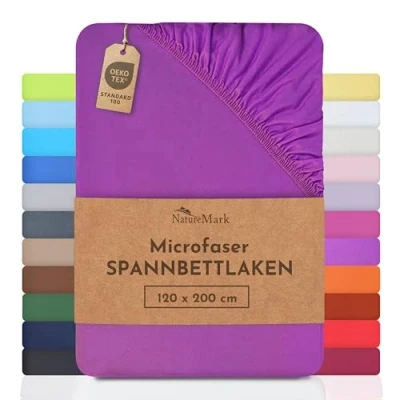 Abbildung von NatureMark Mikrofaser SPANNBETTLAKEN zum Sparpreis! viele Größen und Farben Markenware (120x200 cm, lila)