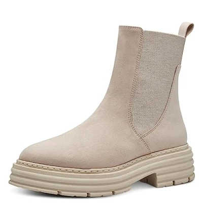 Abbildung von MARCO TOZZI Damen Chelsea Boots zum Reinschlüpfen Plateau, Beige (Sand), 40