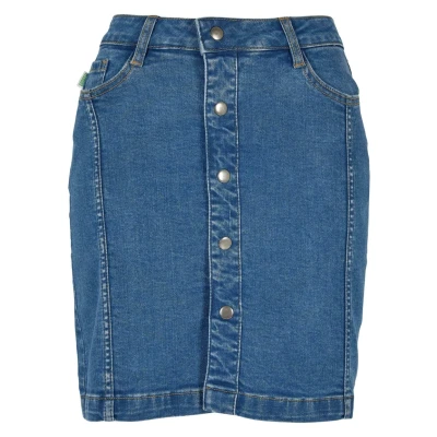 Abbildung von Urban Classics Damen TB6039 Ladies Organic Stretch Button Denim Skirt Rock, clearblue Washed, 26