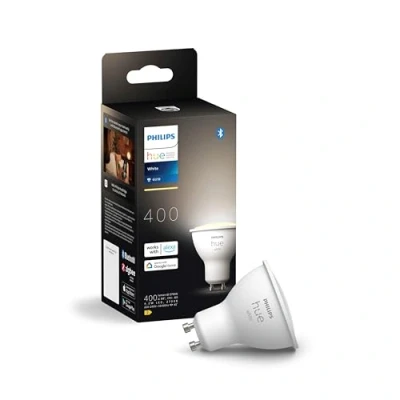 Abbildung von Philips Hue GU10 smarte Lampe, dimmbares warmweißes Licht, 1er Pack, Bluetooth kompatibel, Sprachsteuerung mit Alexa, Apple Home und Google