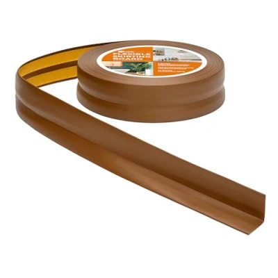 Abbildung von Weichsockelleiste Selbstklebend 30 mm x Knickleiste Abschlussleiste für Küche Badezimmer Dichtungsband PVC Flexibel Wasserdicht Dekorativ 5 Meter Braun