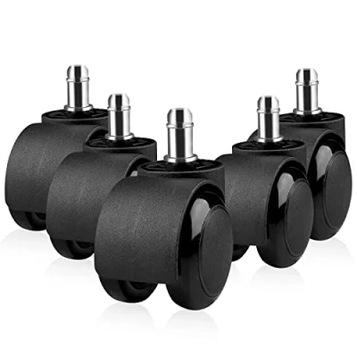 Abbildung von Gvolatee 5 stück Bürostuhl Rollen Stift 11MM X 22MM, Hartbodenrollen für Gaming Stühle, Stuhlrollen Doppelrad Design, Leise Kratzerfrei Ersatzrollen Parkett Laminat Steinboden Fliesen, Schwarz
