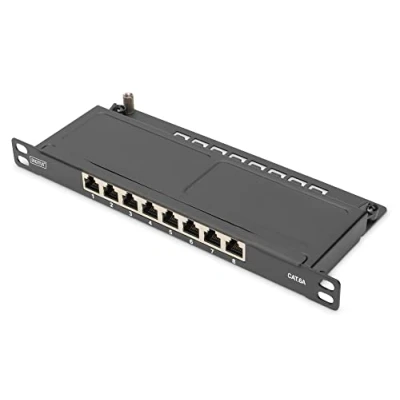 Abbildung von DIGITUS CAT 6A Patch Panel, geschirmt,8 Port 1/2HE, 10&quot;, Rack Mount,schwarz RAL 9005