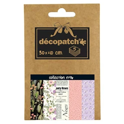 Abbildung von Decopatch Décopatch DP016O Packung Décopocket mit 5 Papierbogen (30 x 40 cm) (gefaltet, 13 9,5 cm, praktisch zum Transportieren und einfach Verwenden) 1 Pack farbig sortiert