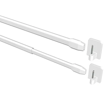 Abbildung von Flairdeco Vitragestangen mit Klebehaken, Scheibenstangen oval, Metall Kunststoff, Weiß, ausziehbar 60 100 cm, 2 Stück