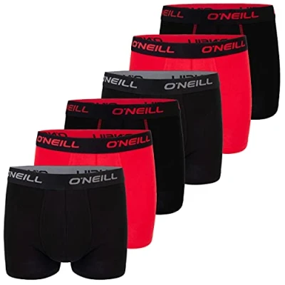 Abbildung von O&#039;Neill Boxershorts Herren 6er Pack Baumwolle Uni Sport Boxer Männer Basic Trunk Unterwäsche, Größe:L, Vorteilspacks:6X Black Red (7000)