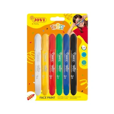 Abbildung von Jovi Twist Gesichtsfarbe, Stiftform, weiche Textur, leicht aufzutragen, auf Wasserbasis, 6 Stifte farblich sortiert