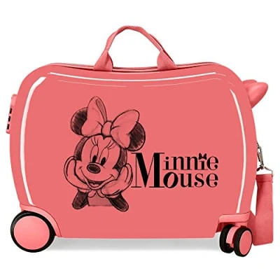 Abbildung von Disney Minnie in Love Rosa Kinderkoffer 50 x 38 20 cm, starres ABS, seitliches Zahlenschloss, 34 l, 1,8 kg, 4 Räder, Handgepäck