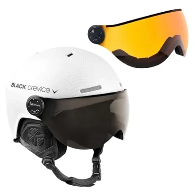 Abbildung von Black Crevice Skihelm Arlberg mit 2 Visier, carbon weiß/blau, S (51 53)