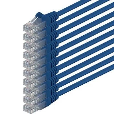 Abbildung von 1m blau 10 Stück (PACK) CAT.6 CAT6 Ethernet Lan Netzwerk Kabel 1000 Mbit/s Patchkabel