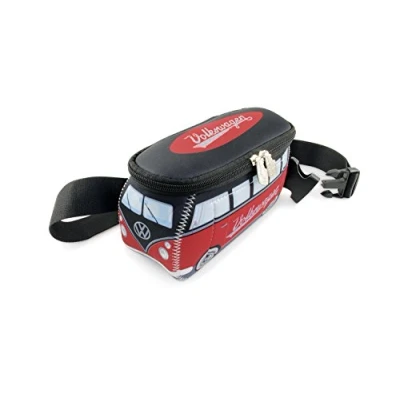Abbildung von BRISA VW Collection Volkswagen Neopren Hüft Tasche Bauch Beutel Geld Gürtel Crossbody Bag für Outdoor und Reisen T1 Bulli Bus Design (Rot/Schwarz)