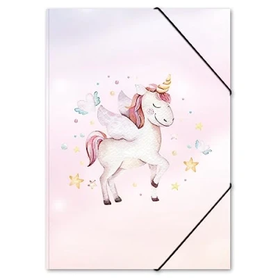 Abbildung von itenga Zeichenmappe DIN A3 mit Motiv Gummizugmappe Sammelmappe für Kinder Jugendliche Schüler Mädchen Jungen (Einhorn)