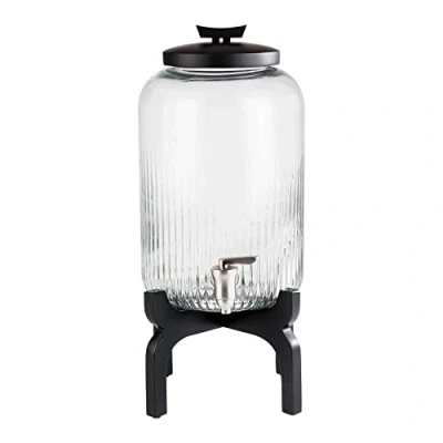 Abbildung von APS 10403 Getränkespender Asia Premium Spender 7 Liter, für Getränke aus Holz, stabilen Wänden und einer weiten Öffnung Zutaten, Holz Schwarz
