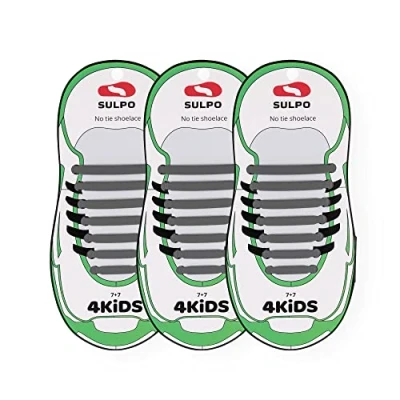 Abbildung von SULPO 3 Paar Schnürsenkel Ohne Binden Elastische Silikonschnürsenkel Schnürsenkelersatz, Schleifenlose Schuhbänder Gummischnürsenkel für Damen, Herren &amp; Kinder Schuhe