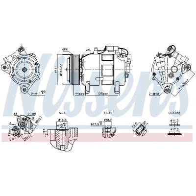 Abbildung von NISSENS 891148 Kompressor 6SAS14A R 134a BMW: X2, MINI: Countryman