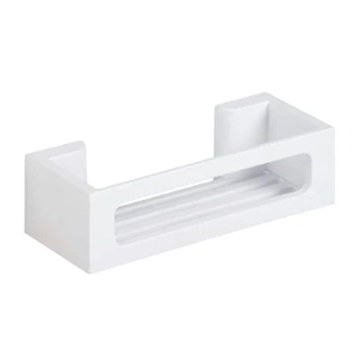 Abbildung von WENKO Turbo Loc Wandablage Bralia, Bad Ablage aus Kunststoff, Befestigen ohne Bohren, tiefes Körbchen für sicheren Stand von Shampoo und Duschgel, &amp; Dusche, 30 x 8,5 12 cm, Weiß