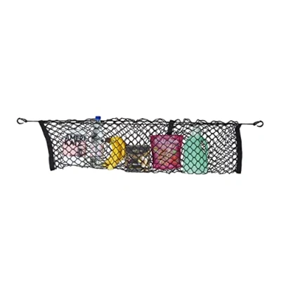 Abbildung von Relaxdays Gepäcknetz fürs Auto, elastisches Aufbewahrungsnetz, Kopfstütze, Kofferraumnetz mit Haken, universal, schwarz, 1 Stück