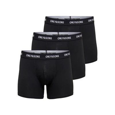 Abbildung von Only &amp; Sons FITZ Solid 3PACK Boxerbriefs, Herren, Größe: Large, Black