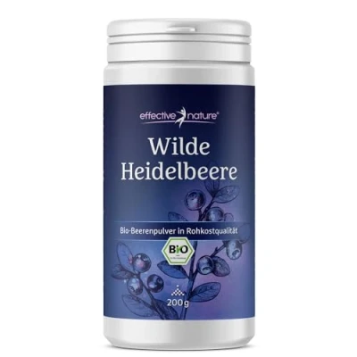 Abbildung von Wilde Heidelbeeren Bio Pulver 200 g Fruchtpulver in Rohkostqualität Reich an Antioxidantien Blaubeeren (Vaccinium myrtillus)