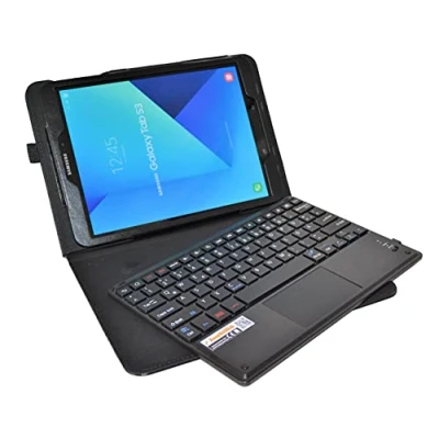 Abbildung von MQ für Galaxy Tab S3 9.7 Bluetooth Tastatur Tasche mit Multifunktions Touchpad Samsung LTE SM T825, WiFi T820 Hülle Deutsch QWERTZ