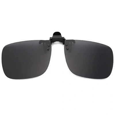 Abbildung von JM Polarized Clip auf Sonnenbrille Rahmenlose Flip Up Linse für verschreibungspflichtige Gläser Grau 60 * 47