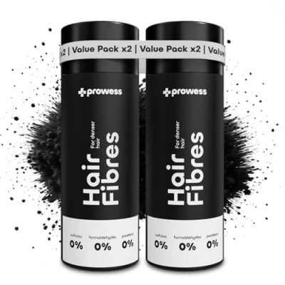 Abbildung von Prowess Streuhaar Ansatzpuder Natürliches Haarpuder zur Haarverdichtung für Frauen und Männer Farbe Schwarz Ansatzspray sofortige Fülle, Haaransatz kaschieren, Hair fibers, 2x 27,5g