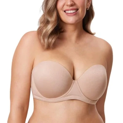 Abbildung von DELIMIRA Damen Trägerloser BH Bügel mit geformte Cups Haferflockenheide 100C