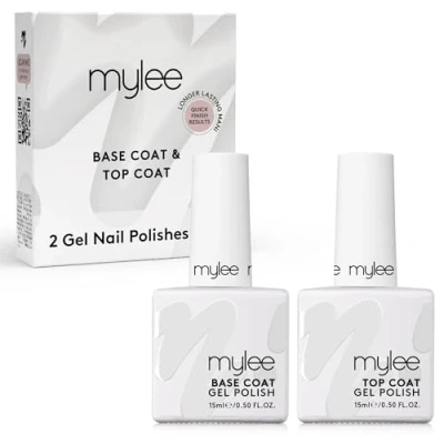 Abbildung von MYGEL by Mylee Gel Nagellack Top &amp; Base Coat 2x15ml UV/LED Nail Art Maniküre Pediküre für den Salon und Heimgebrauch, Hält bis zu 2 Wochen, Einfach Aufzutragen, Langlebig Sicher