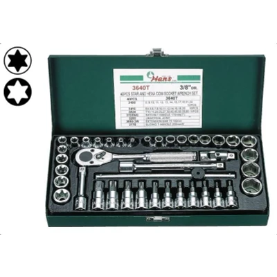 Abbildung von HANS 3640T Steckschlüsseleinsatz Set 40 Sechskant, Torx, Torx TR 3/8