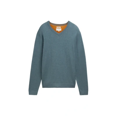 Abbildung von TOM TAILOR Herren Strickpullover mit V Ausschnitt, 36148 Stormy Teal Melange, XL
