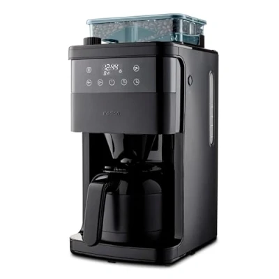 Abbildung von MEDION Kaffeemaschine mit Mahlwerk und Thermoskanne (1 Liter, max. 8 Tassen, Mahlstufen, 1000 Watt, Timer, LED Display, Tropfstopp, Permanentfilter, MD19911)