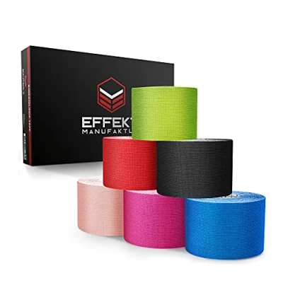 Abbildung von Effekt Manufaktur Kinesiotape Buntes Misch Set mit 6 Rollen 5m x 5cm Kinesiologie Tape Wasserfestes &amp; Elastisches Kinesio zum Sport Ungeschnittenes Muskeltape Uncut Physio