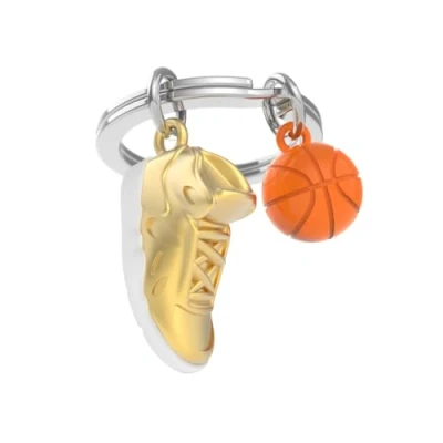 Abbildung von Metalmorphose Schlüsselanhänger Basketball Leidenschaft für Sport, Geschenk Herren, Damen, goldfarben, one size