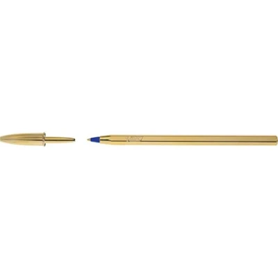 Abbildung von BIC 9213401 Cristal Shine, 20 Kugelschreiber, Edler Kuli in Gold, Mit blauer dokumentenechter Tinte, Ideal als Büroartikel
