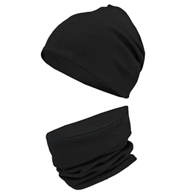 Abbildung von TupTam Unisex Kinder Beanie Mütze Schlauchschal Set, Farbe: Schwarz, Größe: 50 52