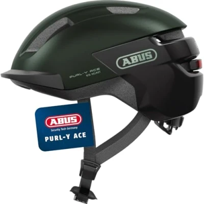 Abbildung von ABUS Fahrradhelm Purl Y ACE mit LED Licht geeignet Fahrten auf E Bike und S Pedelec Trendiger NTA Schutzhelm für Erwachsene Jugendliche Grün, Größe