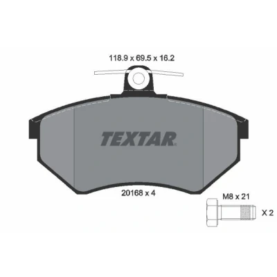 Abbildung von TEXTAR 2016801 Bremsbelagsatz nicht für Verschleißwarnanzeiger vorbereitet mit Bremssattelschrauben VOLKSWAGEN: Corrado, GOLF 3 Variant