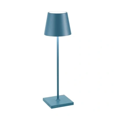 Abbildung von Zafferano, Poldina Pro Lampe, Kabellose, Wiederaufladbare Tischlampe mit Touch Control, Auch für den Außenbereich Geeignet, Dimmer, 2200 3000 K, Höhe 38 cm, Farbe Avio Blau