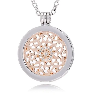 Abbildung von Morella Damen Halskette 70 cm Edelstahl und Anhänger mit Coin Sonnenornament Rosegold 33 mm im Schmuckbeutel