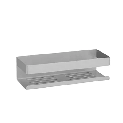 Abbildung von WENKO Turbo Loc Wandablage Genova Matt, Bad Ablage, Befestigen ohne Bohren, 30 x 8 10,5 cm, Silber matt