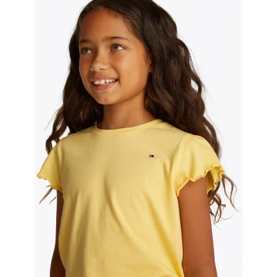 Abbildung von Tommy Hilfiger Essential Ruffle Sleeve Tshirt basic für Kinder, Größe: 92, Citronella