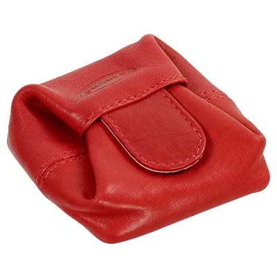 Abbildung von Branco Geldsäckchen Mini Geldbörse Münzbörse Minibörse Schütter Kleingeldbörse Geldbeutel Leder 6,5cm Farbe Rot