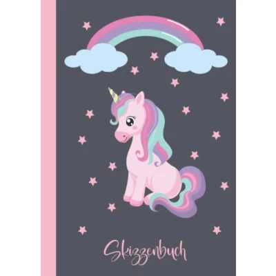 Abbildung von Skizzenbuch: Skizzenbuch A4 für Kinder 109 leere Seiten Notizbuch zum Zeichnen, Malen und Skizzieren, Einhorn Buchcover