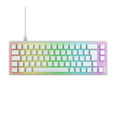 Abbildung von CHERRY XTRFY K5V2 Compact, mechanische Gaming Tastatur im 65 Prozent Format, Deutsches Layout (QWERTZ), Hot Swap Keyboard, MX2A RED Switches, Weiß Transparent